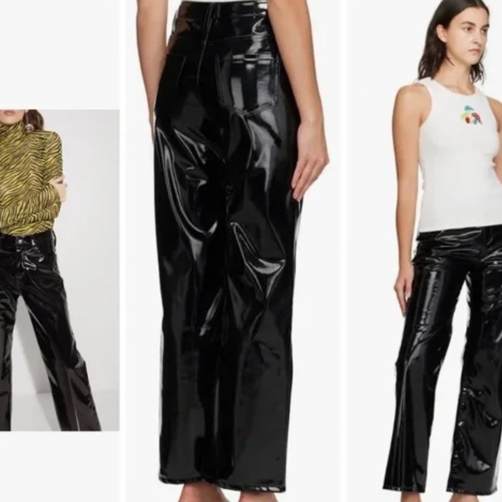 SIMON MILLER Glossy Black Straight Leg Pants
